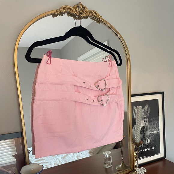 Beginning Boutique Dresses & Skirts - Beginning Boutique Pink Hearts Mini Skirt